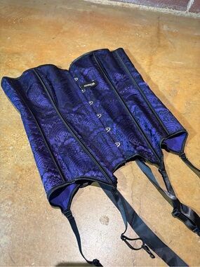 Adore Me Purple Lace Bustier Corset with Black Detailing